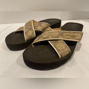 COACH Janine Signature Sandals Blown Tan Women’s Size 7